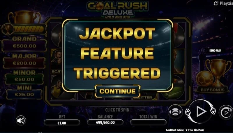 Goal Rush Deluxe – стартиране на Jackpot Hold and Win с бонус топки