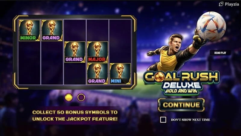 Goal Rush Deluxe – главно меню с барабани и трибуни на стадион